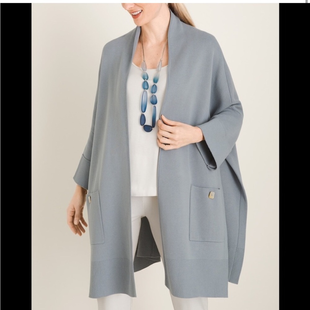 X MarlaWynne for Chicos Kimono Sweater Duster Gray Size S